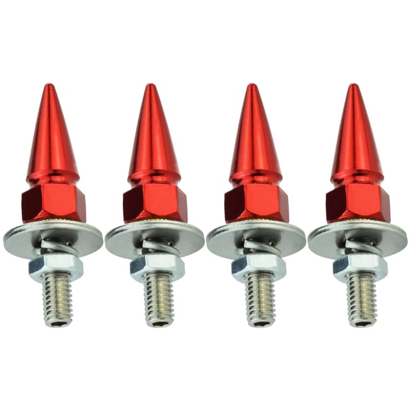 Abfer Car License Plate Screws Spike Shape License Plate Fasteners bolt 4Pcs Anti Theft License Plate Screw Frame Kit Fit for Most Vehicle Motorcycles Trucks (red) - Image 1